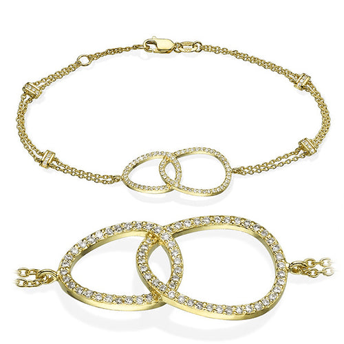 צמיד אינפיניטי מזהב לבן עם שתי לולאות משובצות יהלומים טבעיים לכל אורכו