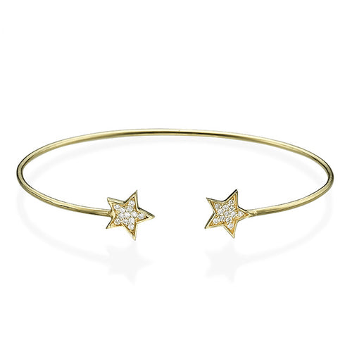 צמיד זהב צהוב בעיצוב כוכב משובץ יהלומים טבעיים עם הופעה ברורה ומלאת ברק