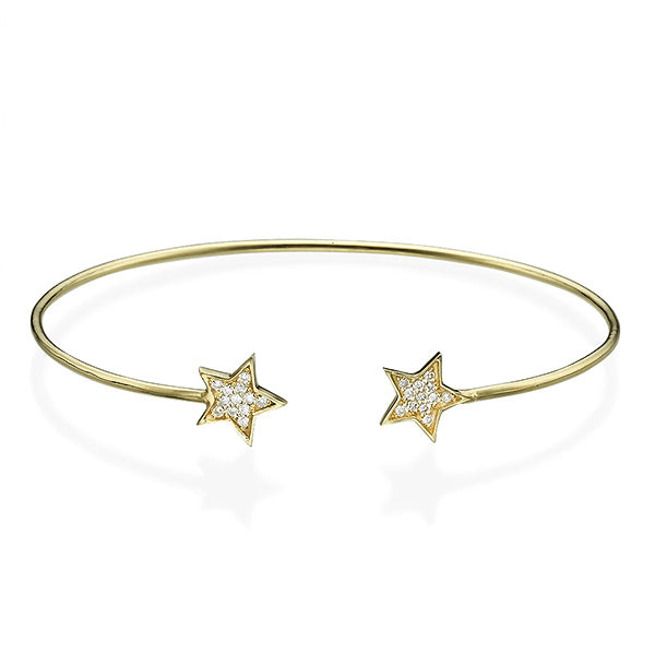 צמיד זהב צהוב בעיצוב כוכב משובץ יהלומים טבעיים עם הופעה ברורה ומלאת ברק