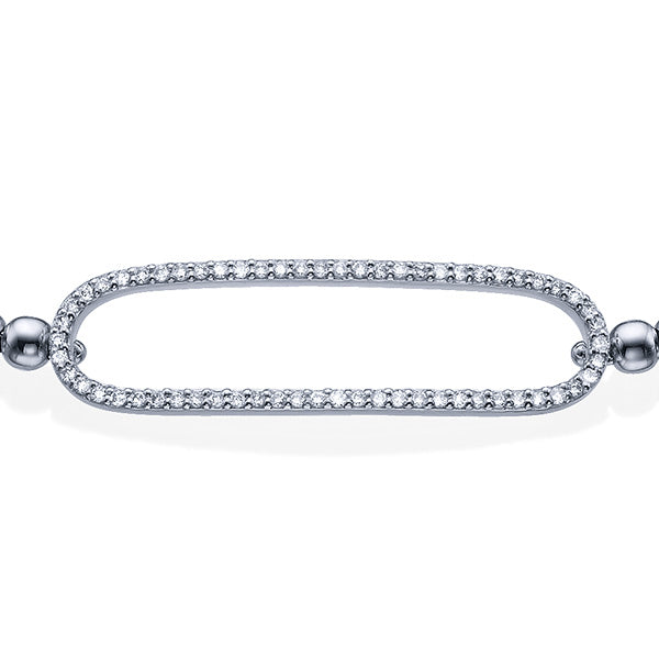 צמיד זהב עם חוליות כדור ואלמנט מלבני משובץ יהלומים טבעיים לכל אורכו