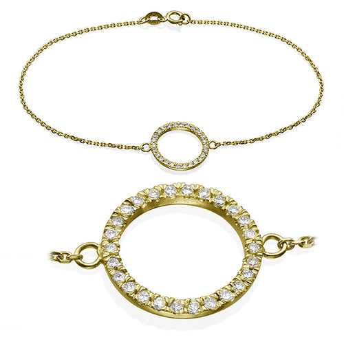 צמיד מעגל החיים מזהב עם יהלומים טבעיים 0.25 קראט בעיצוב נעים ועדין