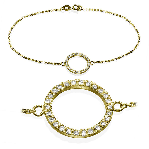 צמיד מעגל החיים מזהב עם יהלומים טבעיים 0.25 קראט בעיצוב נעים ועדין