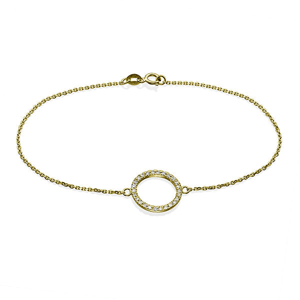 צמיד מעגל החיים מזהב עם יהלומים טבעיים 0.25 קראט בעיצוב נעים ועדין