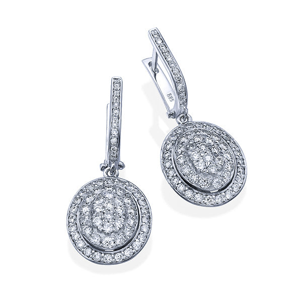 עגילי יהלום בצורת אובל