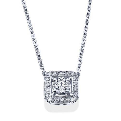 שרשרת ותליון יהלומים 0.41 קראט במסגרת מרובעת מזהב