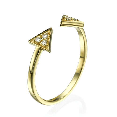 טבעת יהלומים "חיצים" זהב צהוב