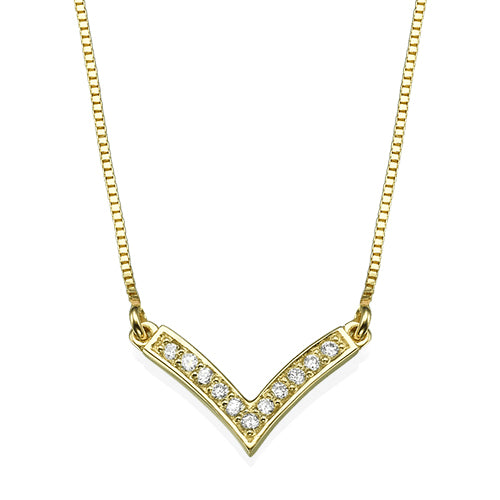 שרשרת יהלומים V 0.12 קראט עם שרשרת ונציה מבריקה