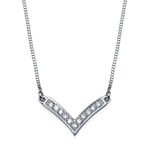 שרשרת יהלומים V 0.12 קראט עם שרשרת ונציה מבריקה