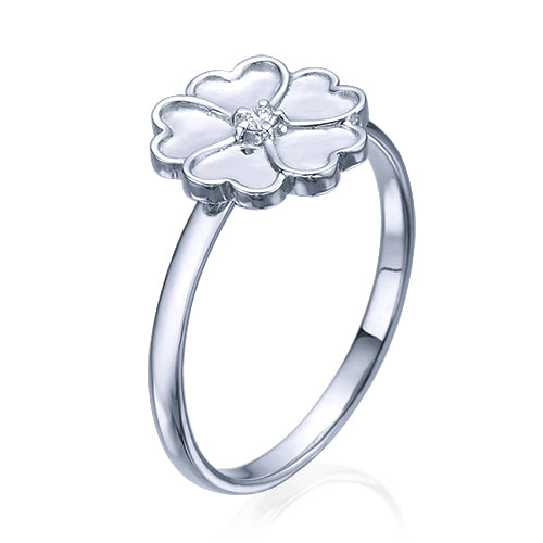 טבעת אירוסין "לבבות" משובצת יהלום זהב לבן