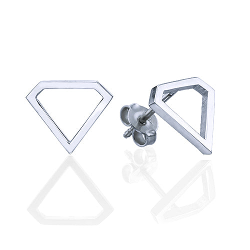 עגילי זהב צמודים בעיצוב צורת יהלום מזהב