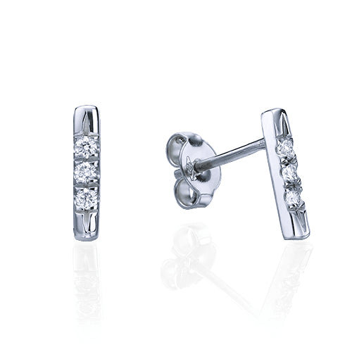 עגילי יהלום טבעיים פס 3 יהלומים