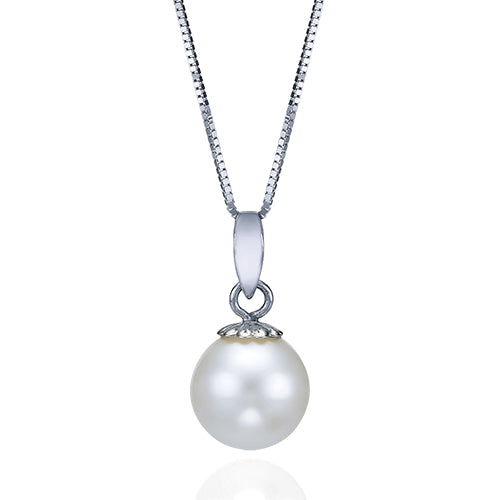 שרשרת פנינה סוליטר זהב צהוב/לבן