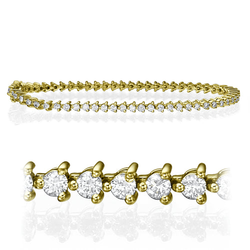 צמיד טניס מזהב לבן עם יהלומים טבעיים 2.50 קראט בשיבוץ שלוש שיניים