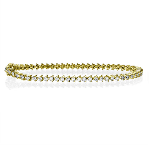 צמיד טניס מזהב לבן עם יהלומים טבעיים 2.50 קראט בשיבוץ שלוש שיניים