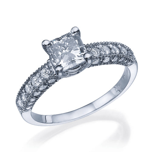 טבעת יהלומים וינטאג' "אווה-פרינסס"