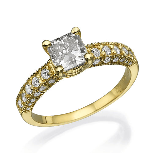 טבעת יהלומים זהב צהוב "אווה-פרינסס"