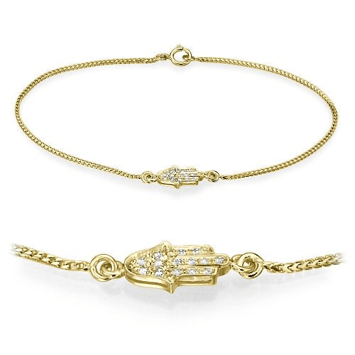 צמיד חמסה מזהב המשובץ יהלומים טבעיים במשקל כולל של 0.15 קראט