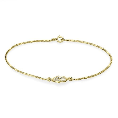 צמיד חמסה מזהב המשובץ יהלומים טבעיים במשקל כולל של 0.15 קראט