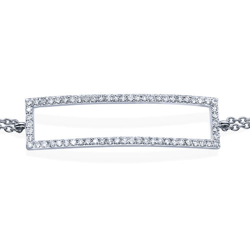 צמיד זהב עם חוליות כפולות ומשבצת מלבן משובצת יהלומים טבעיים 0.50 קראט