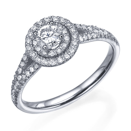 טבעת יהלומים "דאבל היילו" עגולה