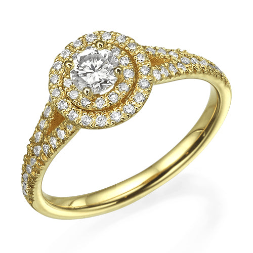 טבעת אירוסין "דאבל היילו" עגולה