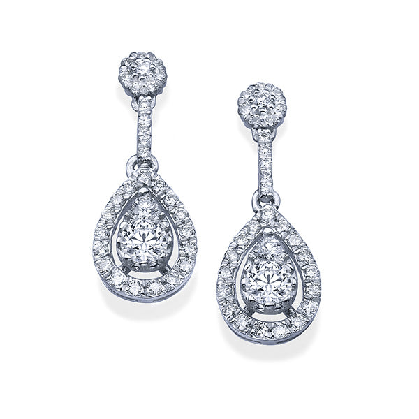 עגילי יהלום נופלים בצורת טיפה 0.90 קראט יהלומים טבעיים