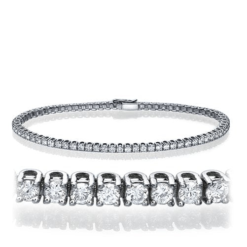 צמיד טניס זהב לבן עם שיבוץ שיניים משובץ יהלומים טבעיים במשקל של 3 קראט