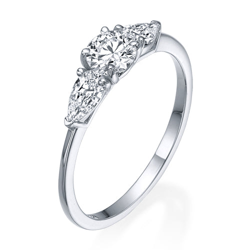 טבעת אירוסין "טיפה 3 יהלומים"