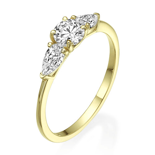 טבעת יהלום "טיפה 3 יהלומים"