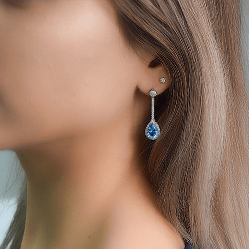 עגילי יהלומים וטופז