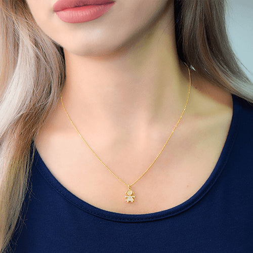 תליון יהלום עם זהב "ילדה" 0.25 קראט