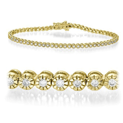 צמיד טניס 1 קראט עיגולים מזהב לבן משובץ יהלומים טבעיים בכל החוליות