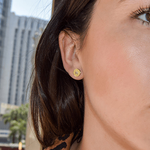 עגילי עיגול צמודים שיבוץ כוכב פתוח