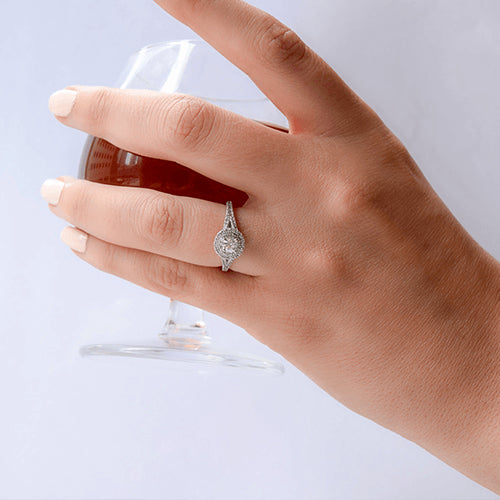 טבעת יהלומים "דאבל היילו" עגולה