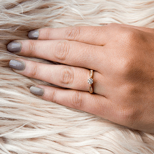 טבעת אירוסין סוליטייר זהב צהוב "קלי"