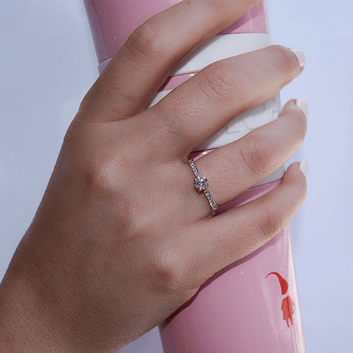 טבעת אירוסין זהב לבן "אמה"