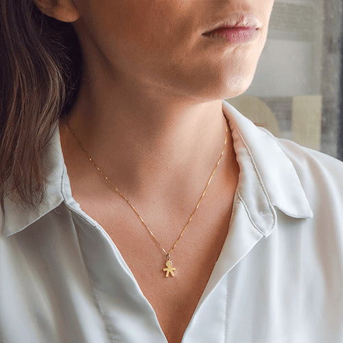 שרשרת יהלום מזהב עם תליון ילד משובץ יהלומים