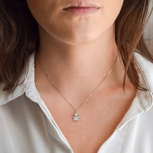 תליון יהלום עם זהב "ילדה" 0.25 קראט