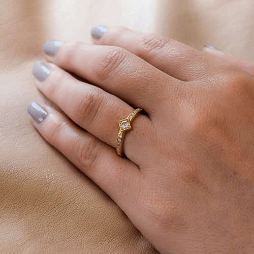 טבעת אירוסין זהב צהוב "אמבר"