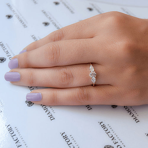 טבעת אירוסין "טיפה 3 יהלומים"