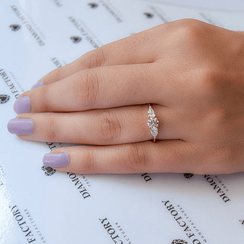 טבעת יהלום "טיפה 3 יהלומים"