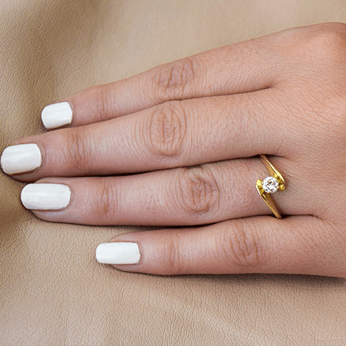 טבעת אירוסין סוליטר זהב צהוב "מוניק"