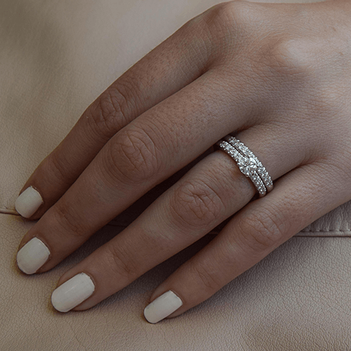 סט טבעות אירוסין זהב לבן