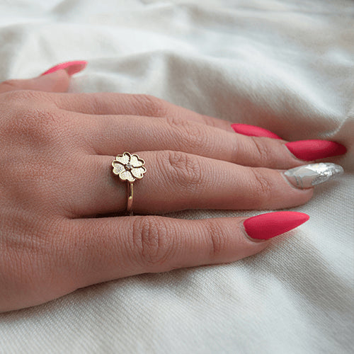 טבעת לב פרח צהוב