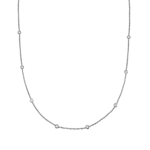 שרשרת כוסות יהלומים מזהב לבן בעיצוב קלאסי עדין ומלא ברק אלגנטי ונצחי