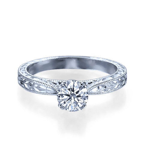 טבעת אירוסין זהב לבן וינטאג'