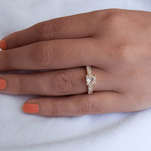 טבעת יהלומים זהב צהוב "אווה-פרינסס"