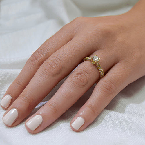 טבעת יהלומים וינטאג' "ג'נסיס" זהב לבן