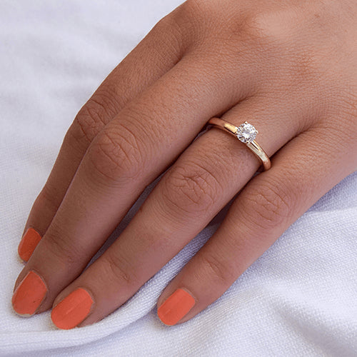 טבעת אירוסין סוליטר זהב צהוב "סבינה"