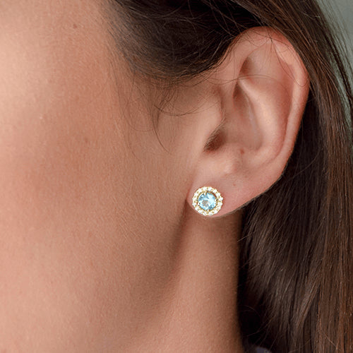 עגילי בלו טופז היילו צמודים לאוזן